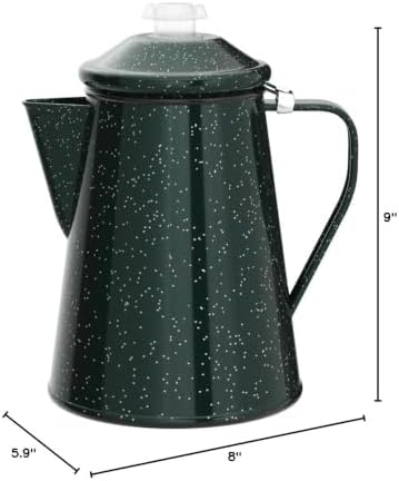GSI Outdoors Percolator Coffee Pot | Enamelware Campfire Coffee Boiler Kettle for Outdoor Camping Cookware, Cabin, RV, Kitchen, Hunting & Backpacking