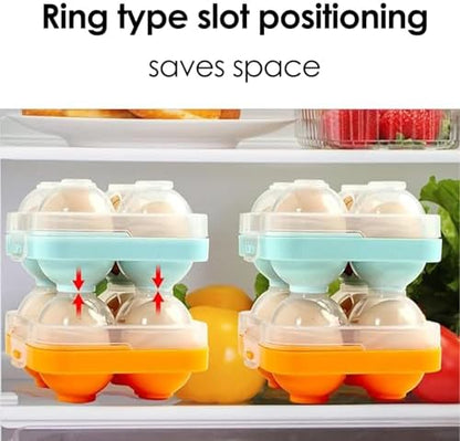 4 Girds Egg Holder Container, Plastic Egg Storage Box Shockproof Protection, Portable Egg Tray Carriage Dispenser for Refrigerator Camping Picnic Travel Kitchen Outdoor (orange 2 Pcs)