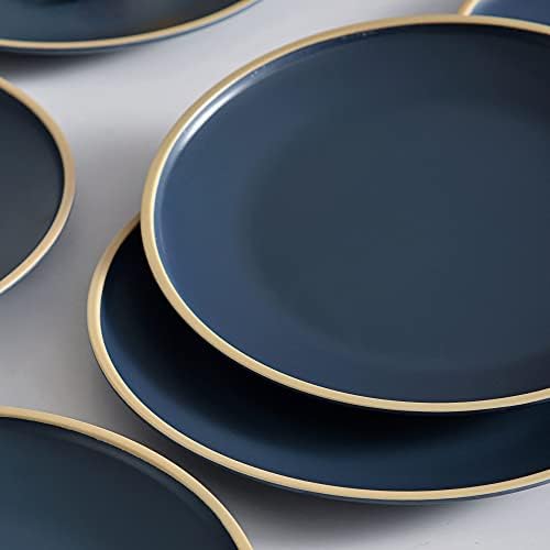 Melamine Dishes Sets of 6, Melamine Plates,10.5 Inch Dinner Plates, Outdoor Dinnerware Sets, Unbreakable, BPA Free, Dishwasher Safe, Blue