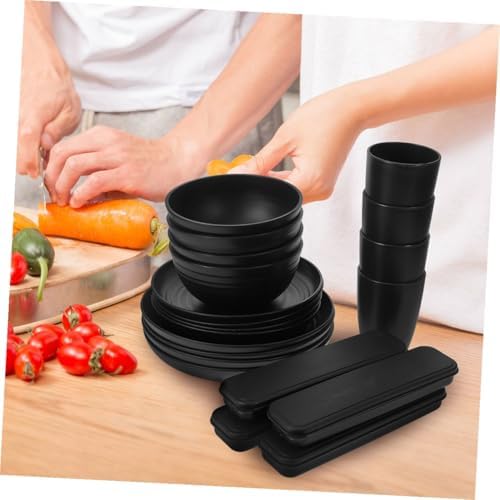Black 4 Set Reusable PP Utensils Set Xmas for Camping Picnic