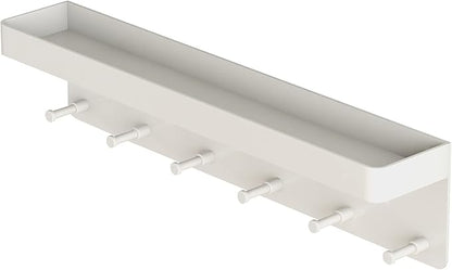 MKO Key Holder for Wall, Mail Organizer and Key Rack Wall Mount with Tray & 6 Hooks for Hallway (White)