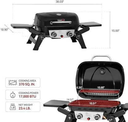 Royal Gourmet GT2005 2-Burner Portable Propane Gas Grill, Black
