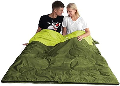 oaskys Double Sleeping Bag for Adults with 2 Pillows - Queen Size XL Waterproof Sleeping Bag for All Season Camping Hiking Backpacking 2 Person Sleeping Bags for Cold Weather & Warm
