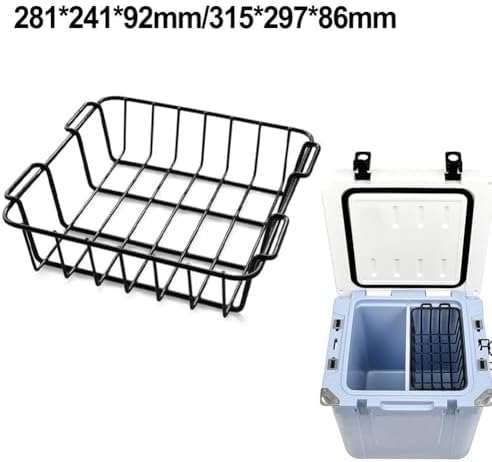 Camping Cooler Basket Iron Storage Rack, Fits 281x241x92mm and 315x297x86mm Coolers, Partition Organizer for Food, Fruits, Drinks, Portable and for Outdoor Camping and Picnic(315 * 297 * 86mm)