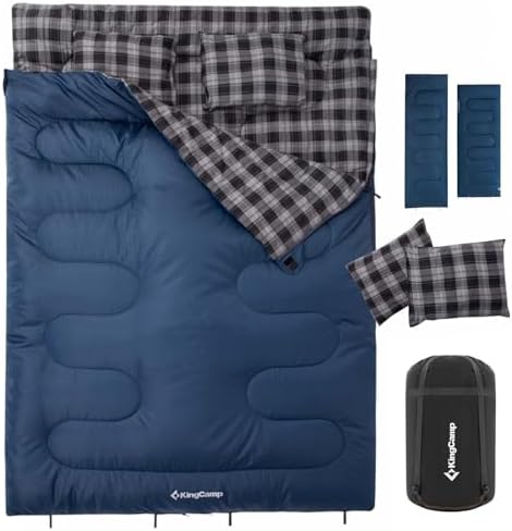 KingCamp Double Sleeping Bag for Adults, Queen Size 2 Person Sleeping Bag