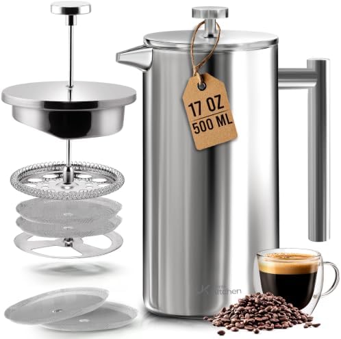 Utopia Kitchen 304 Grade Stainless Steel French Press 17 Oz, Silver