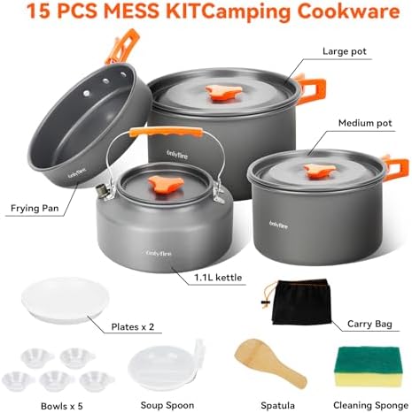 14pcs Camping Cookware Set, Portable Camping Utensil Accessory, CT604