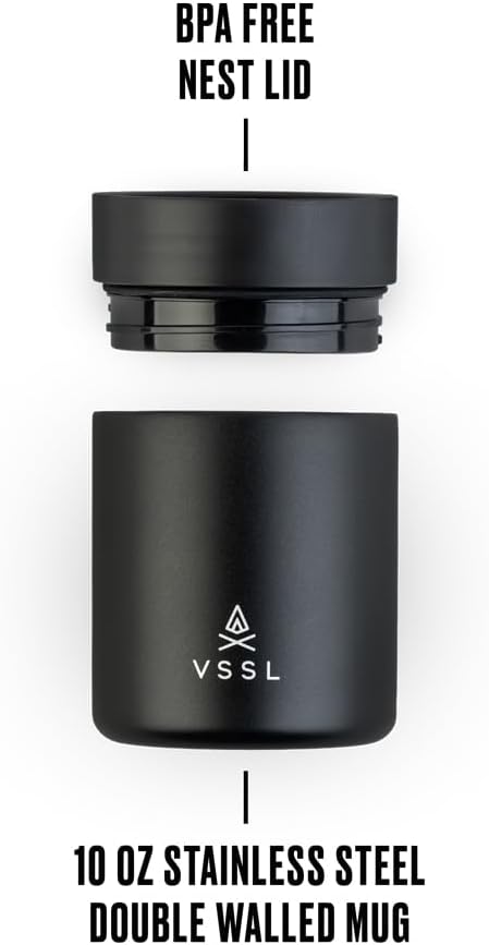 Nest 10 oz Mug, Stainless Steel, Double Walled, Vacuum Sealed & Integrates with VSSL Nest Products