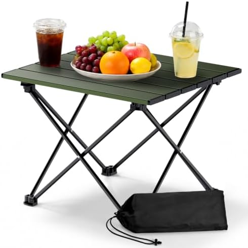 Anbte Small Folding Camping Table, Aluminum Frame, 45 lb Capacity