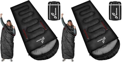 Sportneer Wearable Sleeping Bag for Adults & Kids – Walkable with Arm Zippers, Warm Weather & Cold Waterproof, Compact for Camping, Stadiums, Travel, Backpacking & Car Use
