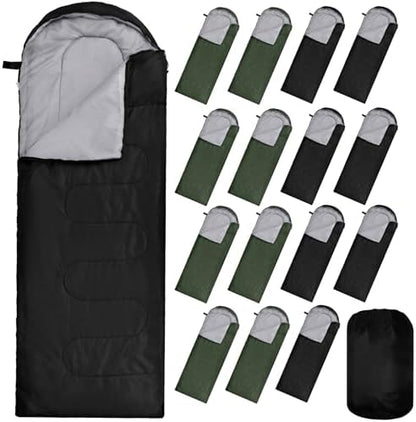 Tudomro 16 Pack Bulk Sleeping Bags for Adults, Lightweight Waterproof Camping Sleeping Bags with Compression Sack for Camping, Backpacking, Hiking, Travel, Emergency Use