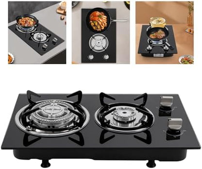 Propane Gas Cooktop, 2 Burners Portable Gas Outdoor Stove Tempered Glass Double Auto Ignition, Outdoor/Indoor Camping Burner LPG for Backyard Kitchen, Grill, Hiking Cooking, Outdoor (Style B)