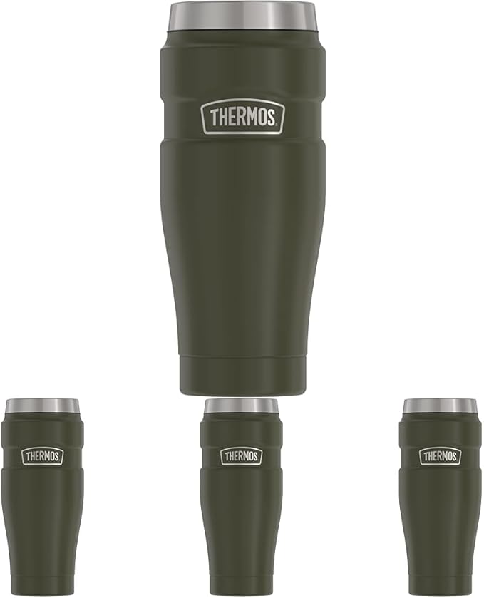 THERMOS Stainless King Vacuum-Insulated Travel Tumbler, 16 Ounce, Army Green (Pack of 4)