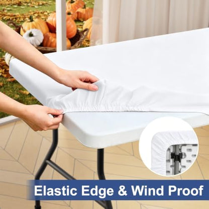 homing Rectangle Table Cloth Cover 6 Foot White Elastic Fitted Tablecloth