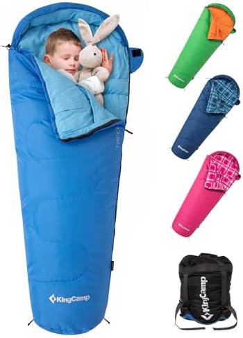 KingCamp 45°F Kids Sleeping Bag, 100% Flannel Sleeping Bag for 10-12 Child