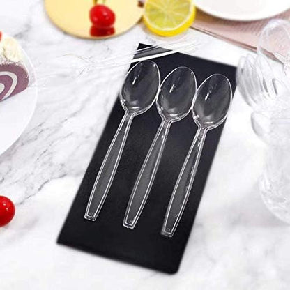 Liacere 360 Pieces Clear Plastic Spoons - Heavyweight Disposable Spoons-6.7inch Heavy Duty clear Cutlery - Plastic Utensils - Perfect for Chrismas Parties and Restaurants for Spring
