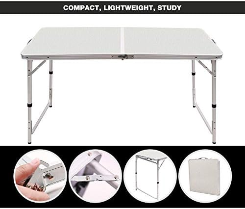 RedSwing 4ft Aluminum Camping Table, 48x24 Inch Portable Folding Table with Adjustable Height, Lightweight for Outdoor Picnic, Beach, BBQ, Camping & Indoor Use