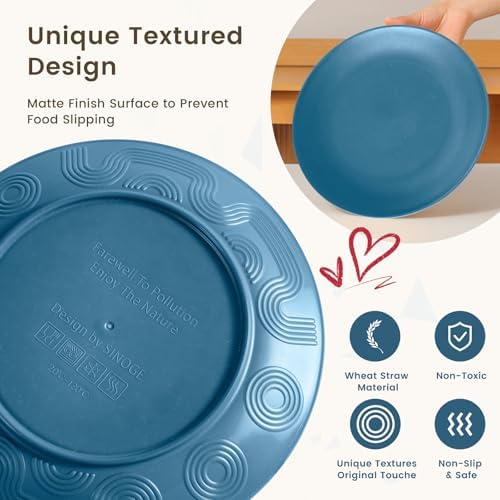 Homienly 40 PCS Premium Wheat Straw Dinnerware Sets, Reusable Unbreakable Plates and Bowls Set, Cups Sets, Service for 8, Microwave and Dishwasher Safe Dishes Set for Party, Outdoor (Nightscape)