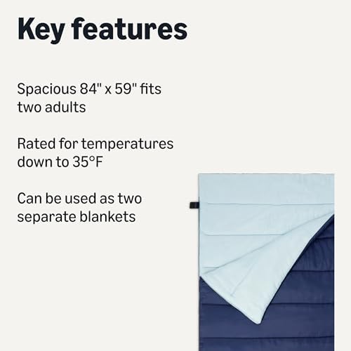 Amazon Basics Sleeping Bags for Adults, Camping Essentials, 3 Season Warm & Cool Weather