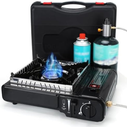 Dual Fuel Camping Stove,Portable Butane or Propane Single Burner Camp Stove