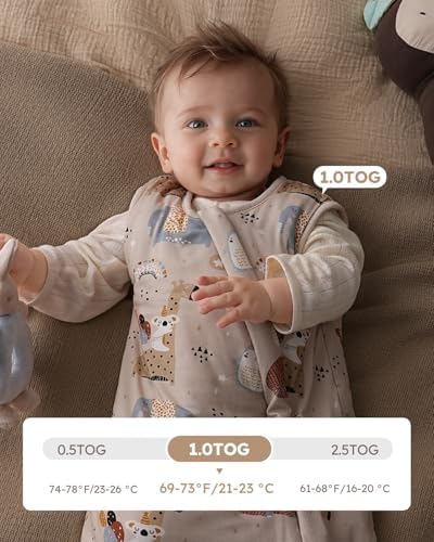 Yoofoss Baby Sleep Sack 12-18 Months Rayon Made from Bamboo 1.0 Tog