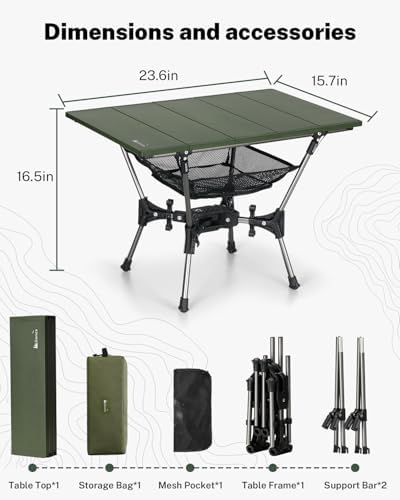 Gonex Foldable Camping Table, Portable Aluminum Roll Up Top Camp Side Table