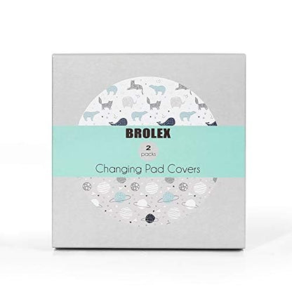 BROLEX Changing Pad Covers for Baby: Boy Girls Ultra Stretchy Soft 2 Pack Space Planet