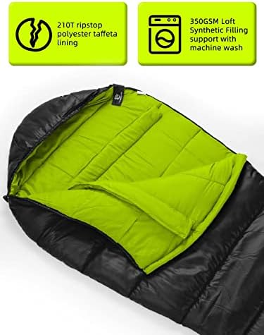 Bessport Mummy Sleeping Bag | 15-45 ℉ Extreme 3-4 Season Sleeping Bag for Adults Cold Weather– Warm and Washable, for Hiking Traveling & Outdoor Activities