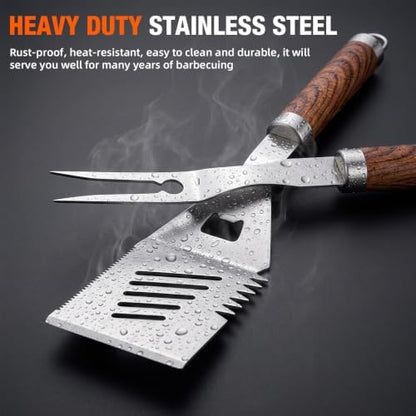 BBQ Accessories, 32 Pcs Grilling Accessories, Grill Gifts for Men Dad Fathers Day, 16In Heavy Duty Stainless Steel Grill Tools, Grill Utensils Kit for Outdoor Grill with Case, Thermometer