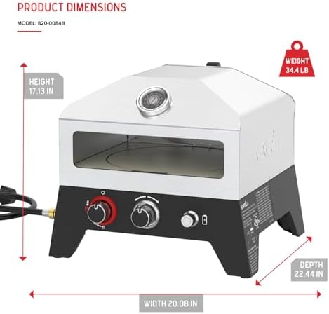 Nexgrill 12" Propane Gas Pizza Oven Stove with Rear Access Smoker Box