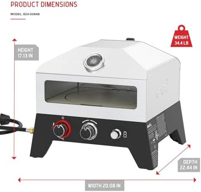 Nexgrill 12" Propane Gas Pizza Oven Stove with Rear Access Smoker Box