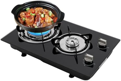 Propane Gas Cooktop, 2 Burners Portable Gas Outdoor Stove Tempered Glass Double Auto Ignition, Outdoor/Indoor Camping Burner LPG for Backyard Kitchen, Grill, Hiking Cooking, Outdoor (Style B)