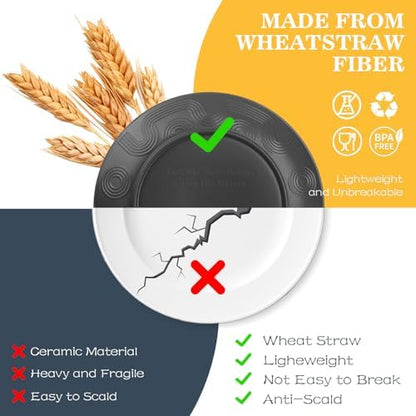 40 PCS Wheat Straw Dinnerware Set | Dish Sets for 8 - BlackBeige