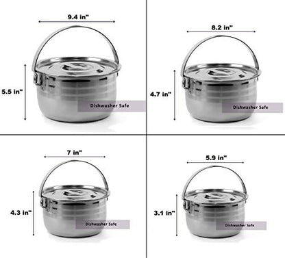 Wealers Camping Cookware Set - Compact Stainless Steel Campfire Cooking Pots and Pans | Combo Kit with Travel Tote Bag | Rugged Outdoor Cook Set for Hiking | Barbecues | Beach