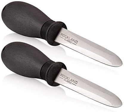 Rockland Guard Oyster Shucking Knife - Oyster Knife Shucker for Opening Clams, Scallops, Shellfish - Stainless Steel Blade, Non-Slip Ergonomic Handle - Kitchen Tool for Chefs, Cooks - Set of 2 Knives