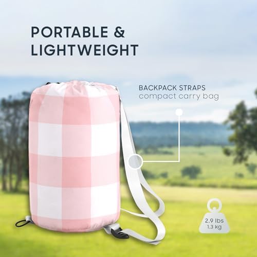 Wake In Cloud - Kids Sleeping Bag for Boys Girls Toddlers, Camping in Warm Cold Weather, Backpacking Lightweight Compact Outdoor Liner for 3 Seasons, Gingham Plaid
