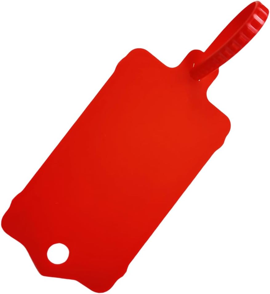 100pcs Reusable Blank Plastic Tags Ties Key Tags 1.45"*2.48" Serrated Tension Sealing Strap with Large Label Plastic Tie Mark Label Waterproof Hang Sign Write on Tag (Red, 100pcs)