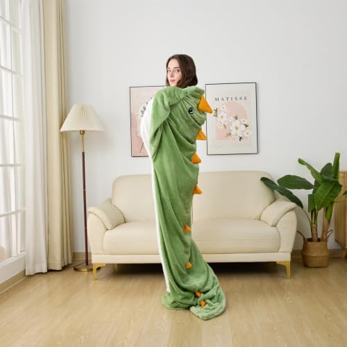 Wearable Dinosaur Blanket for Adults Hoodie Animal Sleeping Bags Soft Cozy Dinosaur Gifts(XXL fit for Height 5'9"-6'1")