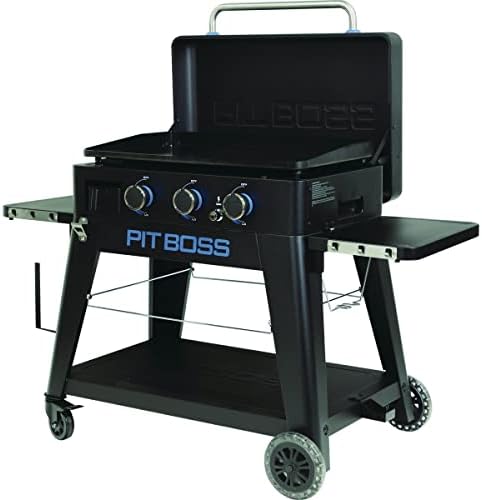 Pit Boss 3-Burner Propane Gas Non-Stick Ceramic Coated Rust-Resistant Portable Lift-Off and Stationary Griddle Grill with Hard Cover, 536-Sq. In. (29" L x 18" W) Cooking Space, 36,000 BTU, Black