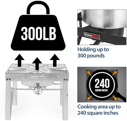 OuterMust Outdoor Propane Burner Heavy Duty Propane Gas Stoves for Cooking with 10 PSI Regulator and Cast Iron Braided Holes Perfect for Home Brewing, Crawfish Boiler, Turkey Fryer and Seafood Boiler