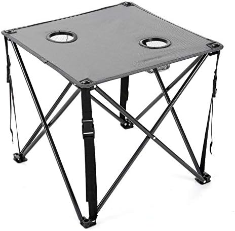 ARROWHEAD OUTDOOR 26” (66cm) Portable Camping Folding Table, 2 Cup Holders, Square, Carrying Case, Steel Frame, High-Grade 600D Canvas