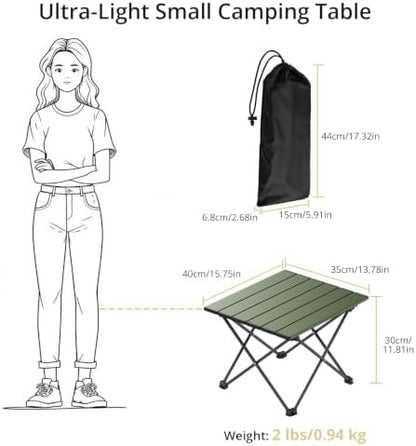 Anbte Small Folding Camping Table, Aluminum Frame, 45 lb Capacity