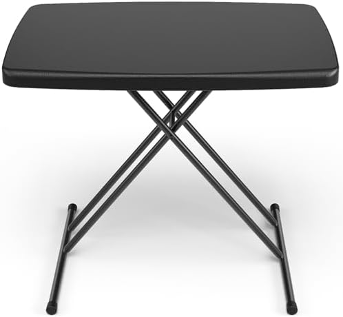 Folding Table 30 Inch - Small Desk Adjustable Height TV Tray for Laptop, Couch, Camping - Heavy Duty Utility Foldable Table for Small Spaces, No Assembly Required, Black Granite
