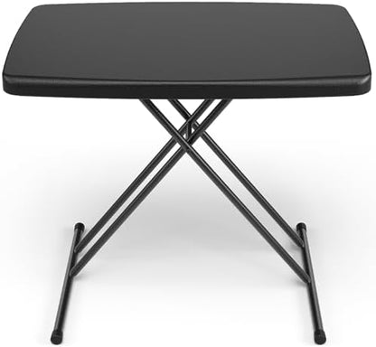 Folding Table 30 Inch - Small Desk Adjustable Height TV Tray for Laptop, Couch, Camping - Heavy Duty Utility Foldable Table for Small Spaces, No Assembly Required, Black Granite