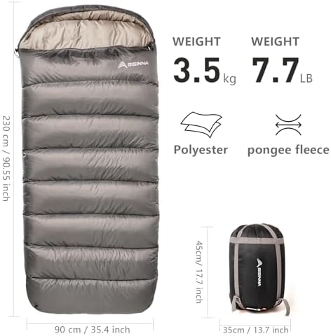 BISINNA 0 Degree Sleeping Bag XL for Adults Cold Weather Sleeping Bags Winter Big and Tall Large Sleeping Bags Zero Degree Camping
