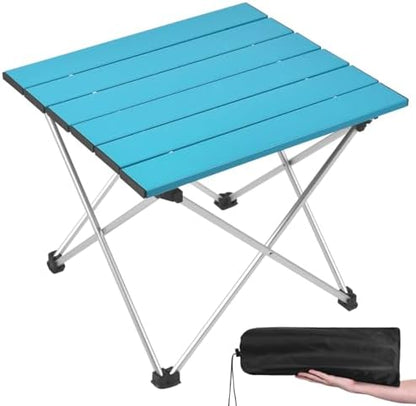 Grope Portable Camping Table,Aluminum Folding Beach Table (Deep Blue-M)