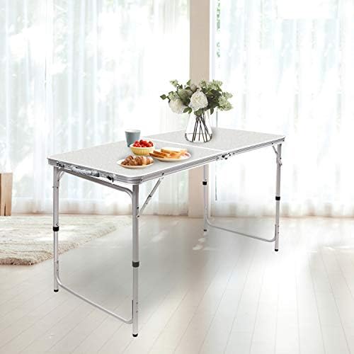 RedSwing 4ft Aluminum Camping Table, 48x24 Inch Portable Folding Table with Adjustable Height, Lightweight for Outdoor Picnic, Beach, BBQ, Camping & Indoor Use