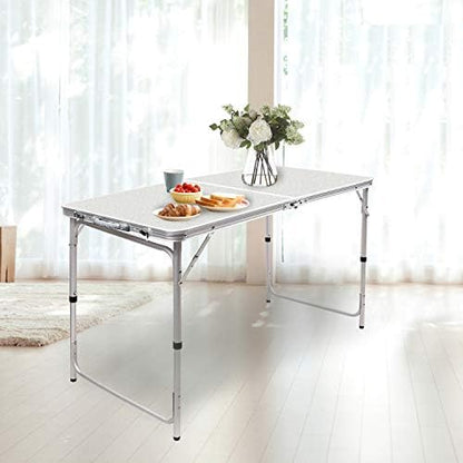 RedSwing 4ft Aluminum Camping Table, 48x24 Inch Portable Folding Table with Adjustable Height, Lightweight for Outdoor Picnic, Beach, BBQ, Camping & Indoor Use