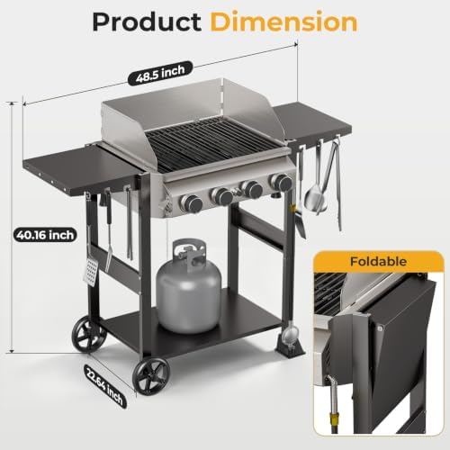 Electactic 4-Burner Propane Gas Grill Griddle Combo, 32,000 BTU BBQ Grill