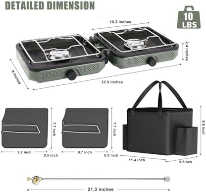 Hisencn 2 Burner Camping Stove with Dual Griddles for Camping,RV Essentials